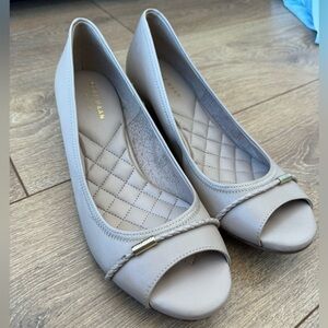 Cole Haan Nude Peep Toe Wedge Heels Size 7.5